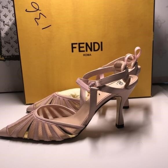 Fendi Colibri Lite Slingback Pumps | Metallic Mixed Media | Size 36.5 | New - Picture 6 of 10
